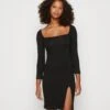 Even&Odd Square Neck Quarter Sleeves Bodycon Mini - Robe En Jersey - Black -Even-Odd Boutique 1b66dc345b87475590fb3406d9e06bb5
