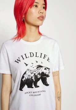 Even&Odd Hattie Printed Wildlife Bear - T-Shirt Basique - White -Even-Odd Boutique 1cc9631610e644ae90d8ecf8b2ec5f84