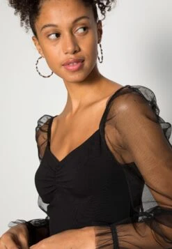 Even&Odd Long Puff Sleeves Rushing Bodycon Dress - Robe De Soirée - Black -Even-Odd Boutique 2113c43a644a4d11a7f109a500a5177d