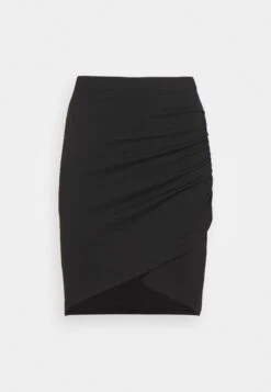 Even&Odd Asymetric Overlap Wrap Mini High Waisted Skirt - Jupe Crayon - Black -Even-Odd Boutique 26ec337f6164479d83b7661e14b9402f