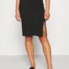 Even&Odd Basic - Midi Skirt With Slit - Jupe Crayon - Black -Even-Odd Boutique 35b759115643474dbb1641873d2f48ca