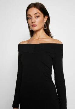 Even&Odd Basic - Off-Shoulder Mini Long Sleeves Dress - Robe Fourreau - Black -Even-Odd Boutique 373c0f31993c4475b95f293b35a213d6