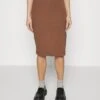 Pencil Skirt With Slit - Jupe Crayon - Brown -Even-Odd Boutique 6461062fa48f495693b6b414c70f8bca