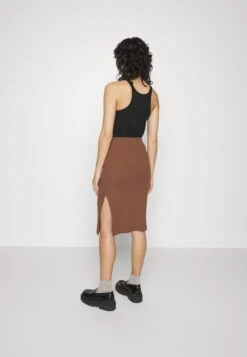 Pencil Skirt With Slit - Jupe Crayon - Brown -Even-Odd Boutique c9fa84346b7f4a1b95726dee77e1027d