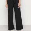 Even&Odd Belt Detail Wide Leg Pants - Pantalon Classique - Black