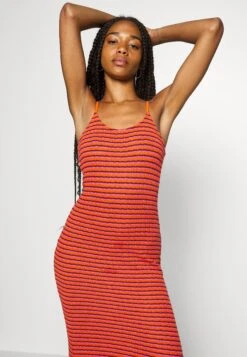 Even&Odd Midi Fake Bodycon Dress - Robe Longue - Orange/Pink/Black -Even-Odd Boutique f8624ad273a34f3b976a1f70318bbe6e